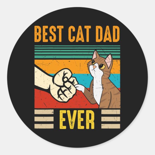 Best Cat Dad Ever Tee Funny Cat Daddy Father Day  Ronde Sticker (Voorkant)