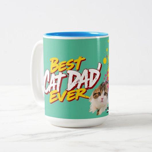 Best Cat Dad Ever - Urban Feline Pride Tweekleurige Koffiemok (Voorkant links)