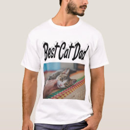 Best Cat Dad Foto Black text T-Shirt