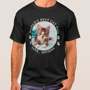 Best Cat Dad gepersonaliseerde Cute Pet foto T-shirt