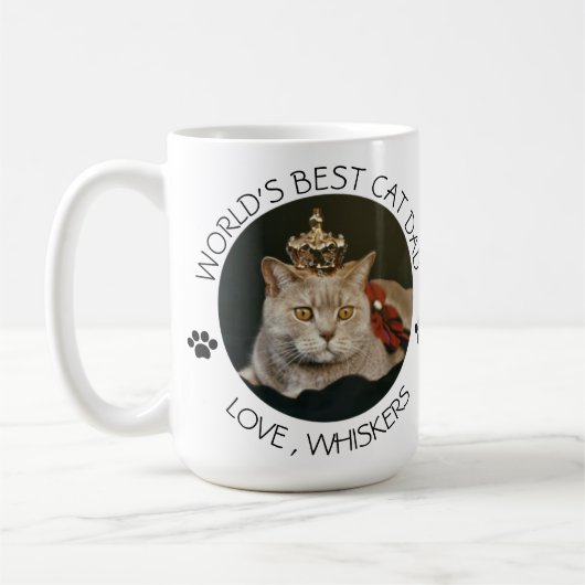 Best Cat Dad gepersonaliseerde foto van Pet Koffiemok (Links)