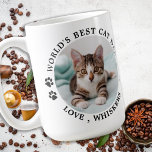 Best Cat Dad gepersonaliseerde foto van Pet Koffiemok<br><div class="desc">'s Werelds Beste Kat Pap ... Verras je favoriete kattenvader deze Vaderdag, kerst of zijn verjaardag met deze super schattige aangepaste huisdier foto mok. Pas deze kat vader mok met uw kat's favoriete foto's, en naam. Dubbelzijdig - u kunt verschillende foto's aan elke kant of hetzelfde, tot u! Deze kattenvader...</div>