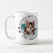 Best Cat Dad gepersonaliseerde foto van Pet Koffiemok (Links)