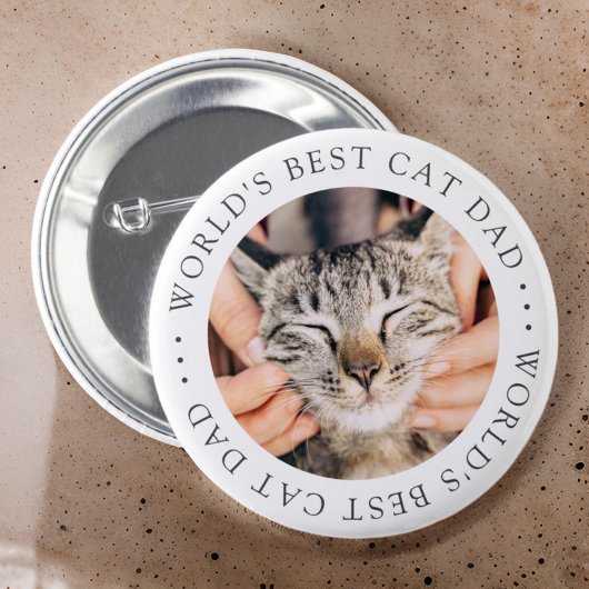 Best Cat Dad in de wereld Eenvoudige aangepaste fo Ronde Button 5,7 Cm