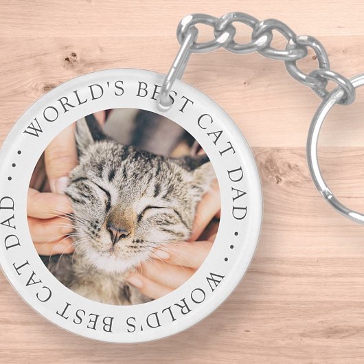 Best Cat Dad in de wereld Eenvoudige aangepaste fo Sleutelhanger