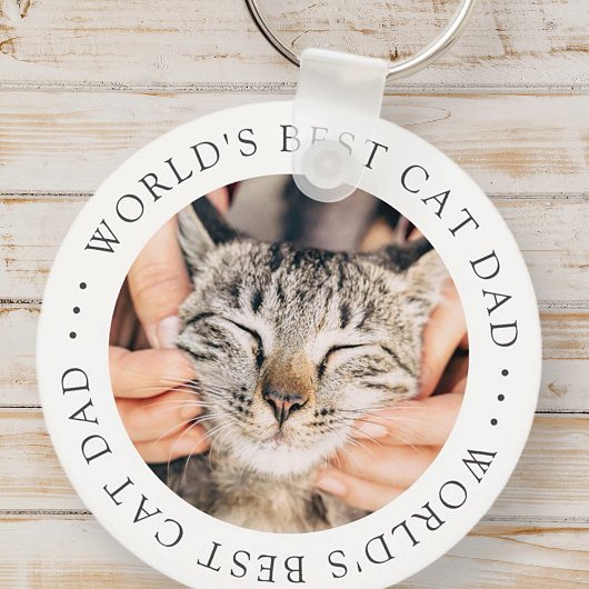 Best Cat Dad in de wereld Eenvoudige aangepaste fo Sleutelhanger