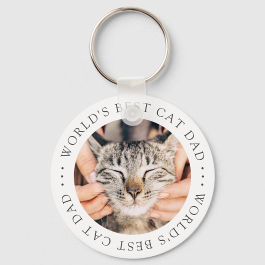 Best Cat Dad in de wereld Eenvoudige aangepaste fo Sleutelhanger (Achterkant)