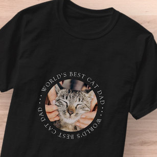 Best Cat Dad in de wereld Eenvoudige aangepaste fo T-shirt