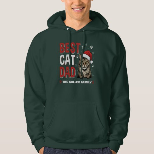 Best Cat Dad Personalized family  name christmas Hoodie (Voorkant)