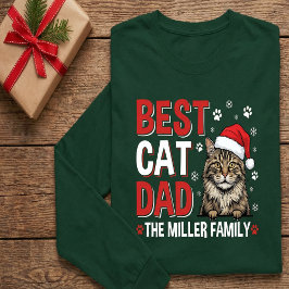 Best Cat Dad Personalized family  name christmas T-shirt