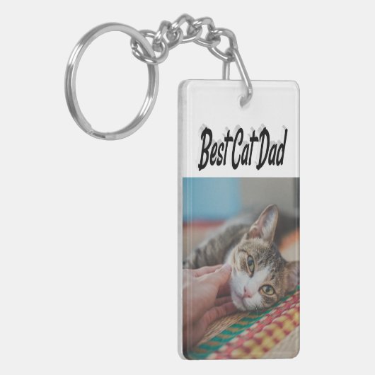 Best Cat Dad Photo Black Sleutelhanger (Voorkant Links)