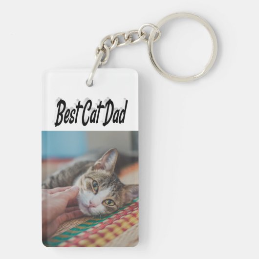 Best Cat Dad Photo Black Sleutelhanger (achterkant)