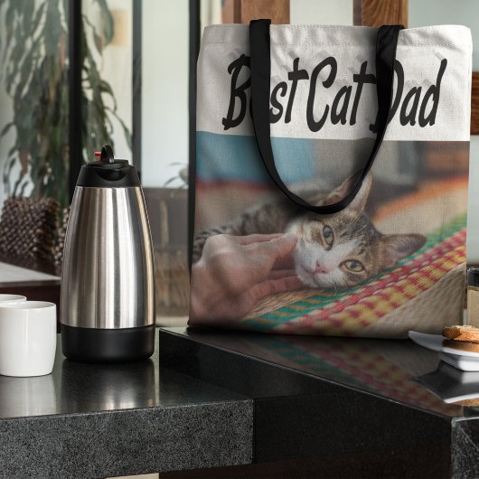 Best Cat Dad Photo Black Tote Bag