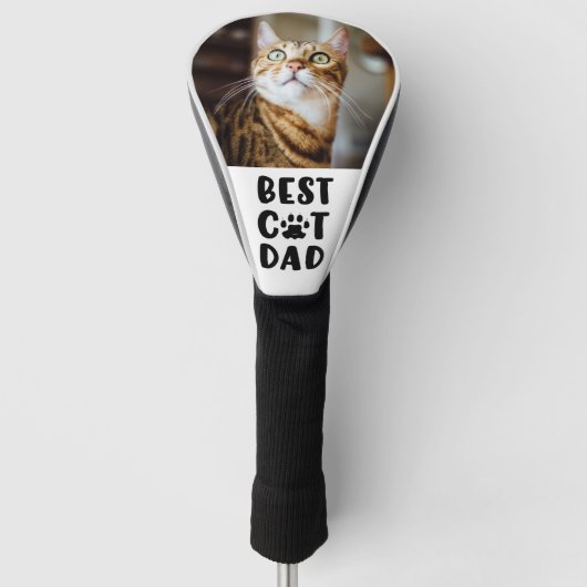 BEST CAT DAD Photo Paw Print Golf Head Hoesje Golfheadcover (Voorkant)