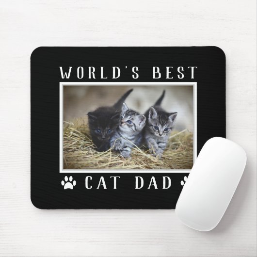 Best Cat Dad Photo Paw Prints Black Muismat (Met muis)