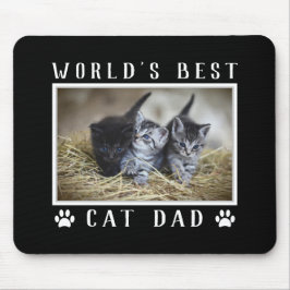 Best Cat Dad Photo Paw Prints Black Muismat
