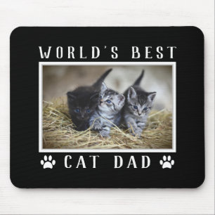 Best Cat Dad Photo Paw Prints Black Muismat