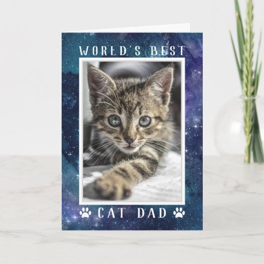 Best Cat Dad Photo Space Custom Birthday Kaart (Voorkant)