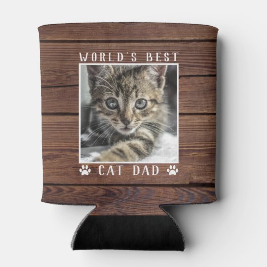Best Cat Dad print Pet Photo Rustic Blikjeskoeler (Achterkant)