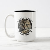 Best Cat Dad Two Photo Modern Typography Tweekleurige Koffiemok (Links)