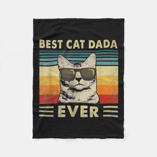 Best Cat Dada Ever  Retro Cat Dad Fleece Deken (Voorkant)