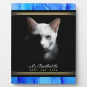 Best Cat Ever Blue Abstract Named Photo Template Fotoplaat (Voorkant)