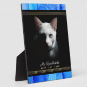 Best Cat Ever Blue Abstract Named Photo Template Fotoplaat (Zijkant)