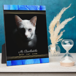 Best Cat Ever Blue Abstract Named Photo Template Fotoplaat