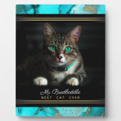 Best Cat Ever Genoemd fotosjabloon Blauwgroen Abst Fotoplaat (Voorkant)