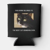 Best Cat Grandma Ever Custom Photo Black Blikjeskoeler (Voorkant)