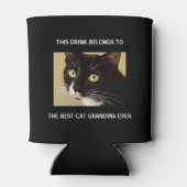 Best Cat Grandma Ever Custom Photo Black Blikjeskoeler (Achterkant)