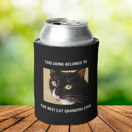 Best Cat Grandma Ever Custom Photo Black Blikjeskoeler