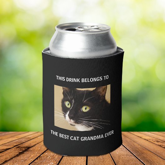 Best Cat Grandma Ever Custom Photo Black Blikjeskoeler