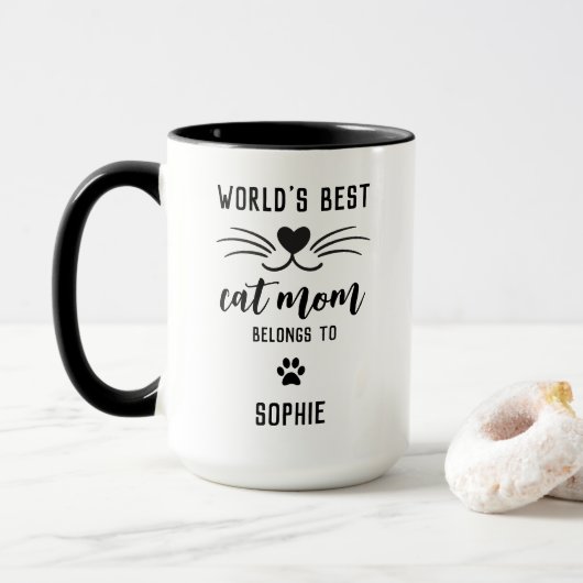Best Cat Mam behoort tot de Mok van de Cat Lover v (Met donut)