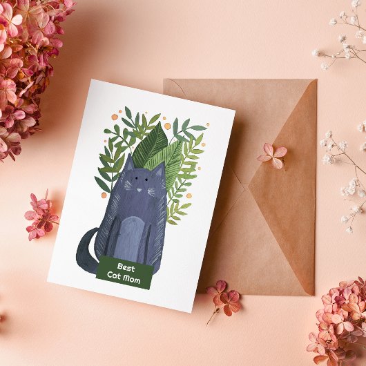 Best Cat Mam Cat en vertakkingen illustratie Vakan Feestdagenkaart