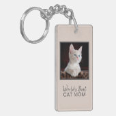 Best Cat Mam Cat Photo Blush Pink Grey Sleutelhanger (Voorkant Links)