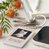 Best Cat Mam Cat Photo Blush Pink Grey Sleutelhanger (Voorkant Rechts)