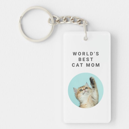 Best Cat mam Custom Funny 2 Cute Photos ter wereld Sleutelhanger (Voorkant)