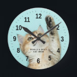Best Cat Mam Custom Photo van de wereld Ronde Klok<br><div class="desc">'s Werelds beste kat mam aangepaste grappige foto's klok</div>