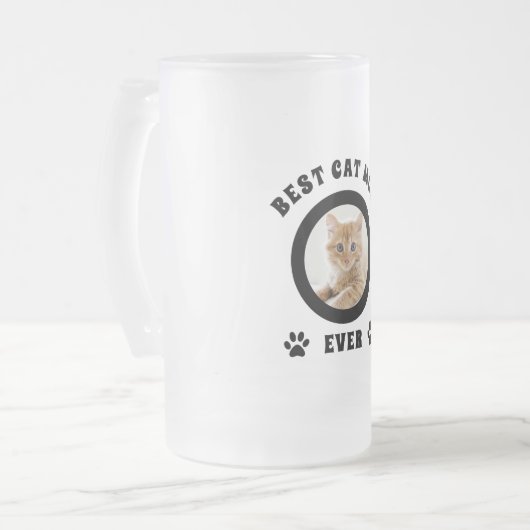 Best Cat Mam Ever Aangepaste Foto Aangepast Matglas Bierpul (Voorkant links)