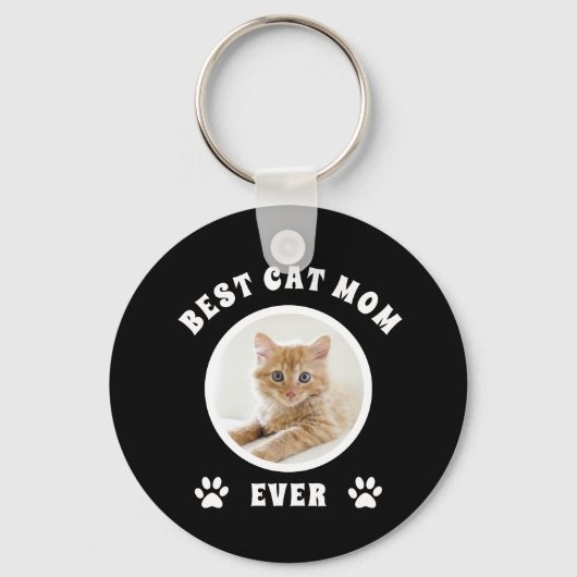 Best Cat Mam Ever Aangepaste Foto Aangepast Sleutelhanger (Voorkant)