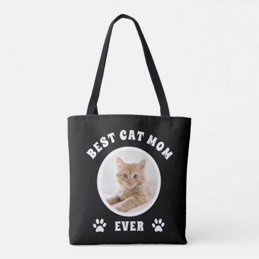 Best Cat Mam Ever Aangepaste Foto Aangepast Tote Bag (Achterkant)