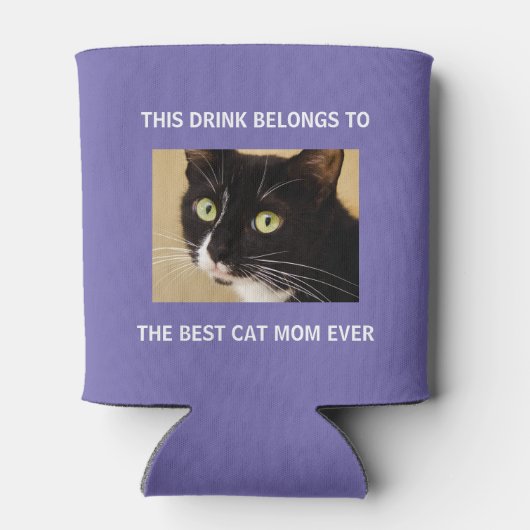 Best Cat Mam Ever Custom Photo Paars Blikjeskoeler (Achterkant)