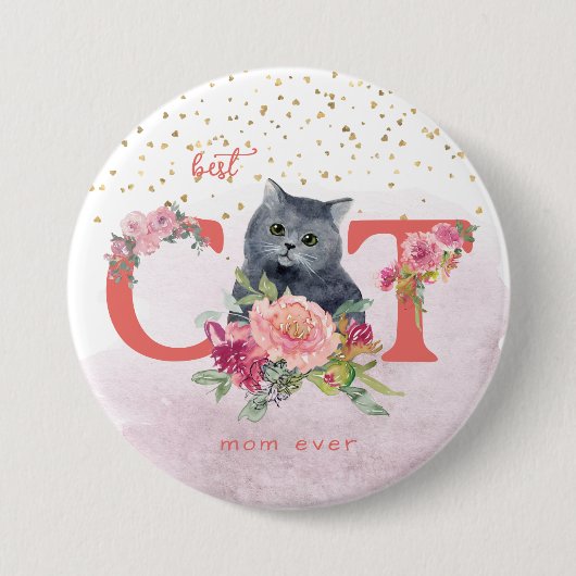 Best Cat Mam Ever Cute Kitten Happy Moederdag Ronde Button 7,6 Cm (Voorkant)