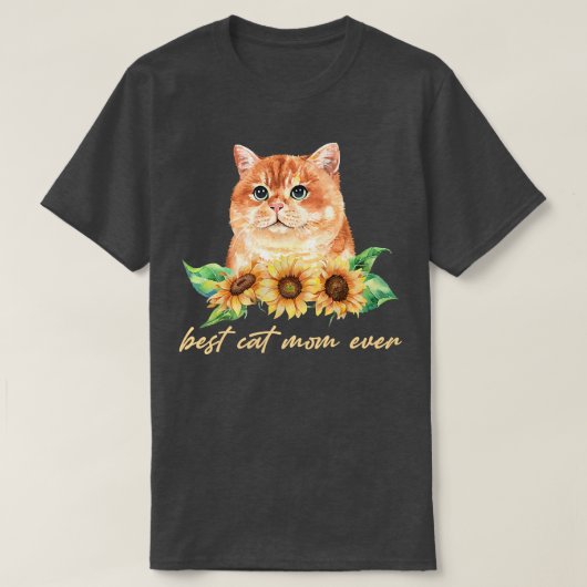 Best Cat Mam Ever Cute Sunflower Cat Lovers T-shirt (Design voorkant)