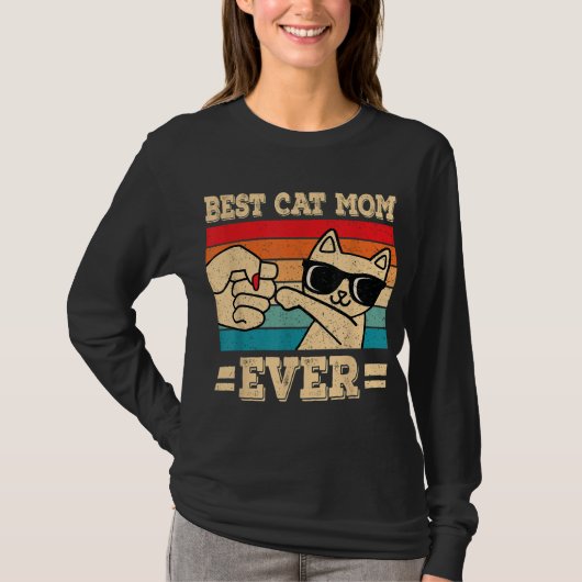 Best Cat Mam Ever Funny Cat Retro Cat Love T-shirt (Voorkant)