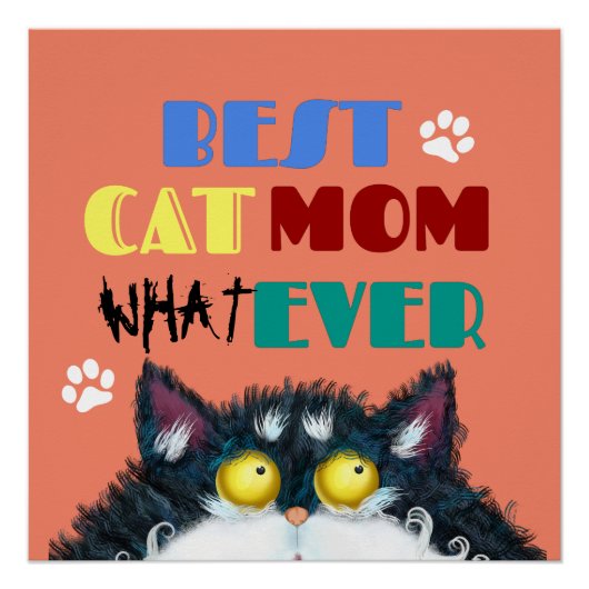 Best Cat Mam Ever | Gekke kat Lovers Funny Perfect Poster (Voorkant)