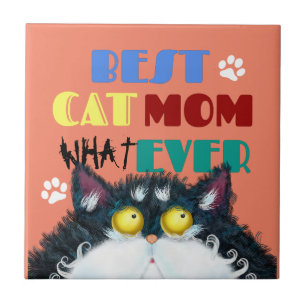 Best Cat Mam Ever   Gekke kat Lovers Funny Tegeltje