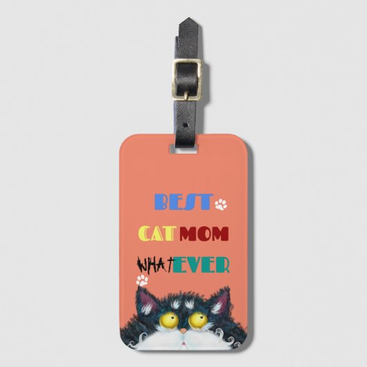 Best Cat Mam Ever grumpy cat grappige cartoon Bagagelabel (Voorkant (verticaal))