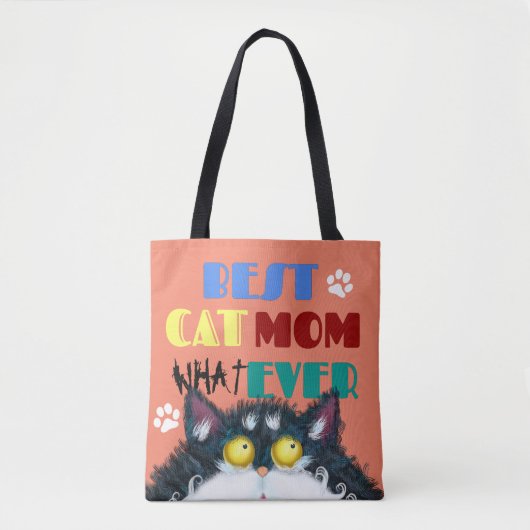 Best Cat Mam Ever grumpy cat grappige cartoon Tote Bag (Voorkant)
